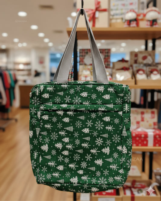 Christmas Tree & Snowflake Design Tote Shoulder Bag