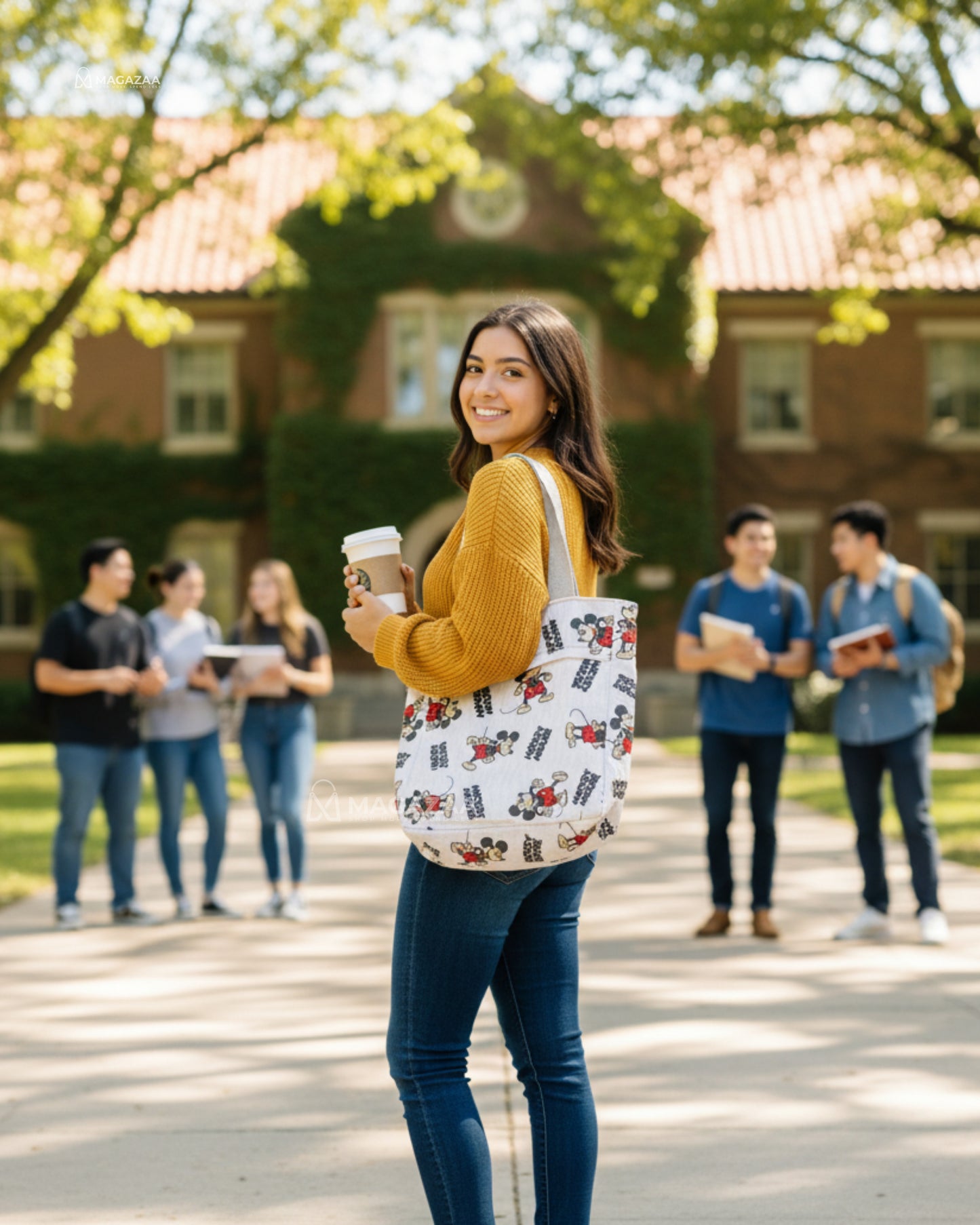 Mickey Mouse Classic Tote Bag – Girls Collage Friendly Shoulder Bag