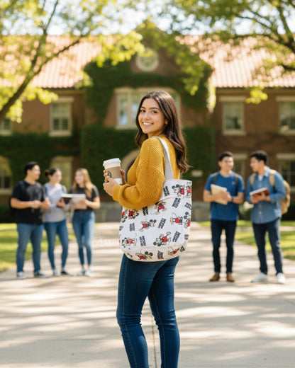 Mickey Mouse Classic Tote Bag – Girls Collage Friendly Shoulder Bag