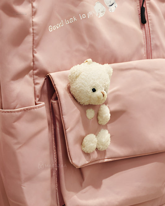 Cute Pink Teddy Bear Backpack –  Aesthetic Shoulder Bag