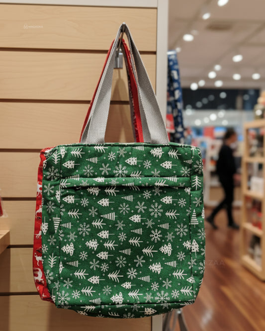 Christmas Tree & Snowflake Design Tote Shoulder Bag