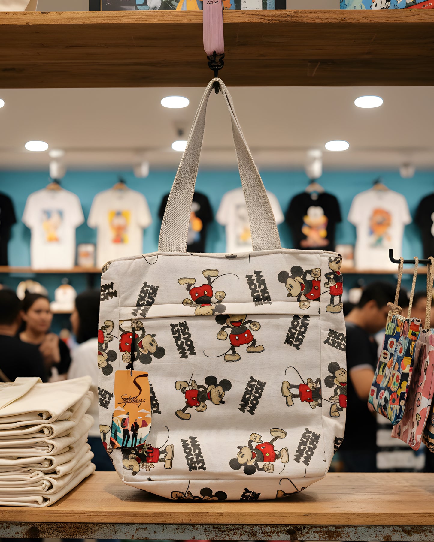 Mickey Mouse Classic Tote Bag – Girls Collage Friendly Shoulder Bag